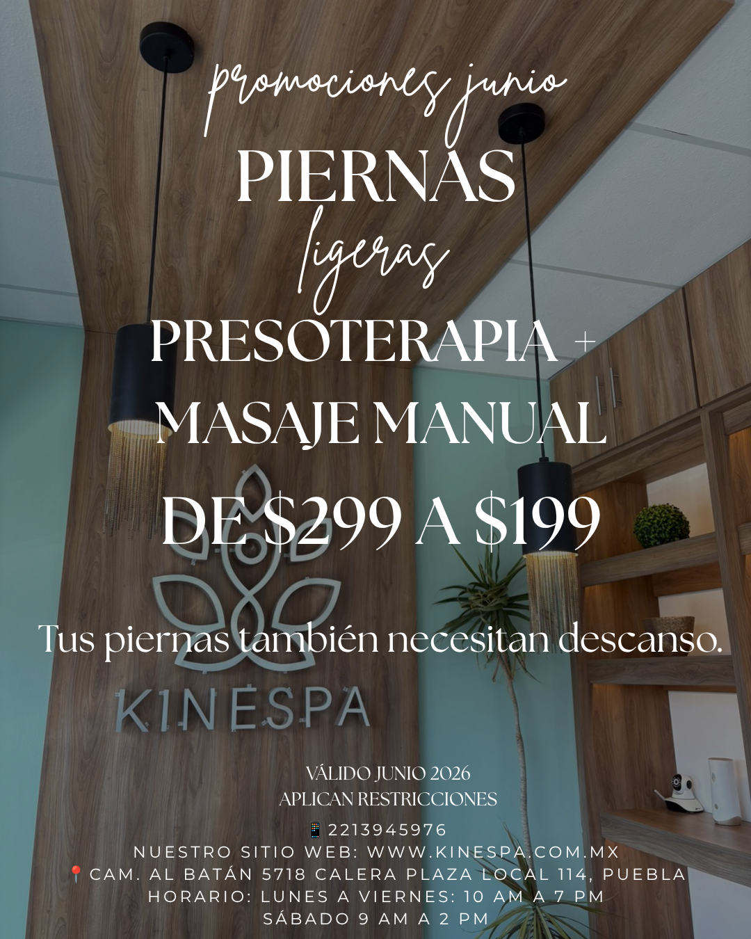 Piernas Ligeras — Presoterapia y Masaje Manual Junio 2026 — $199